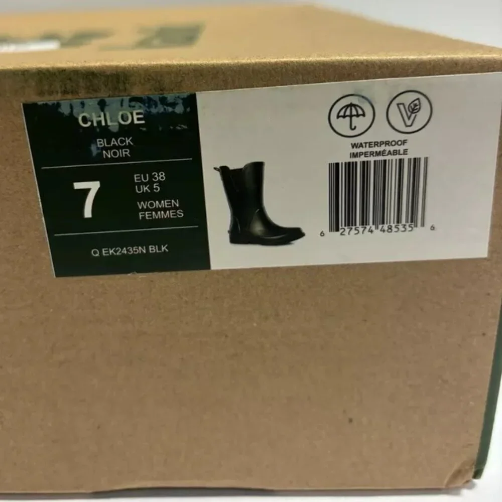 Kamik Women’s Chloe Black Rain Boots, Size 7 M